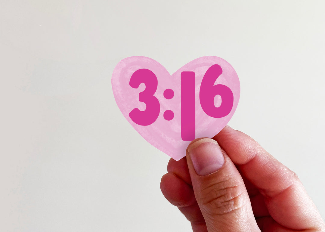 3:16 Pink Heart Vinyl Sticker - Kingfolk Co