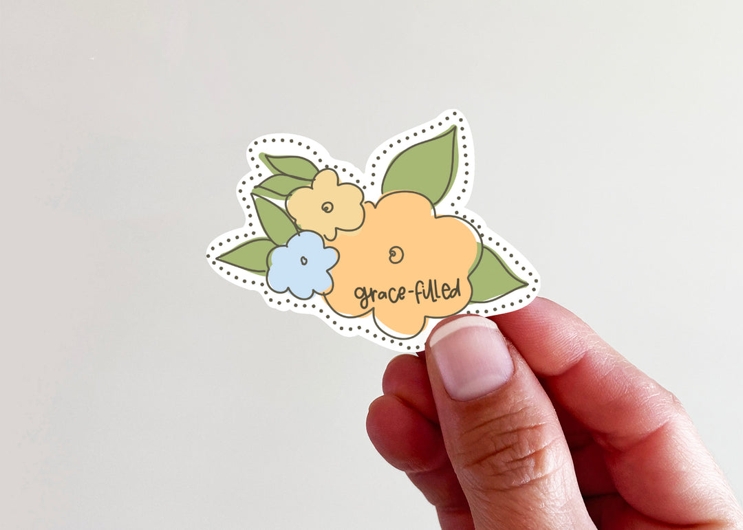 Grace Filled (Orange Flower) Vinyl Sticker - Kingfolk Co
