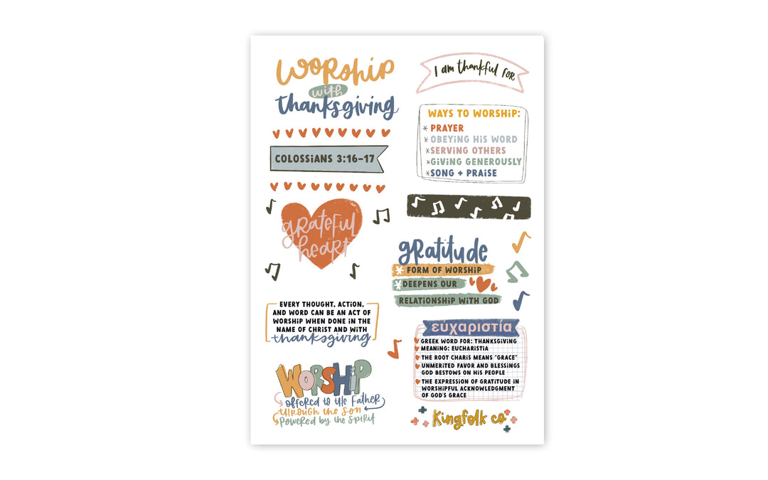 Worship With Thanksgiving Sticker Sheet - Kingfolk Co