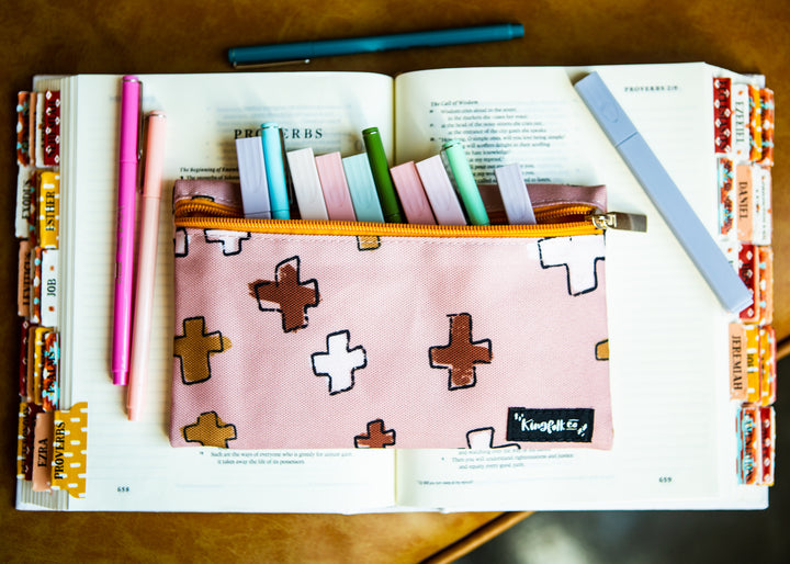 Boho Crosses Pencil + Pen + Highlighter Pouch - Kingfolk Co