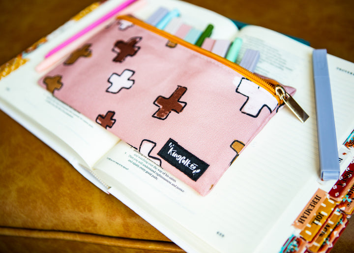 Boho Crosses Pencil + Pen + Highlighter Pouch - Kingfolk Co