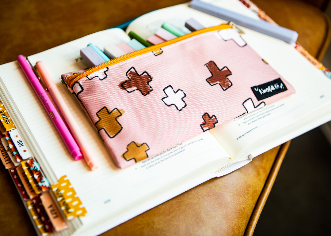 Boho Crosses Pencil + Pen + Highlighter Pouch - Kingfolk Co