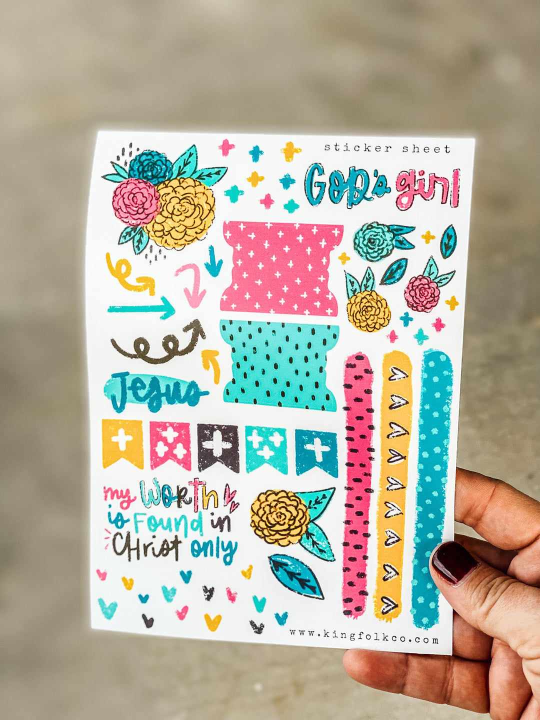 God's Girl Floral Sticker Sheet - Kingfolk Co