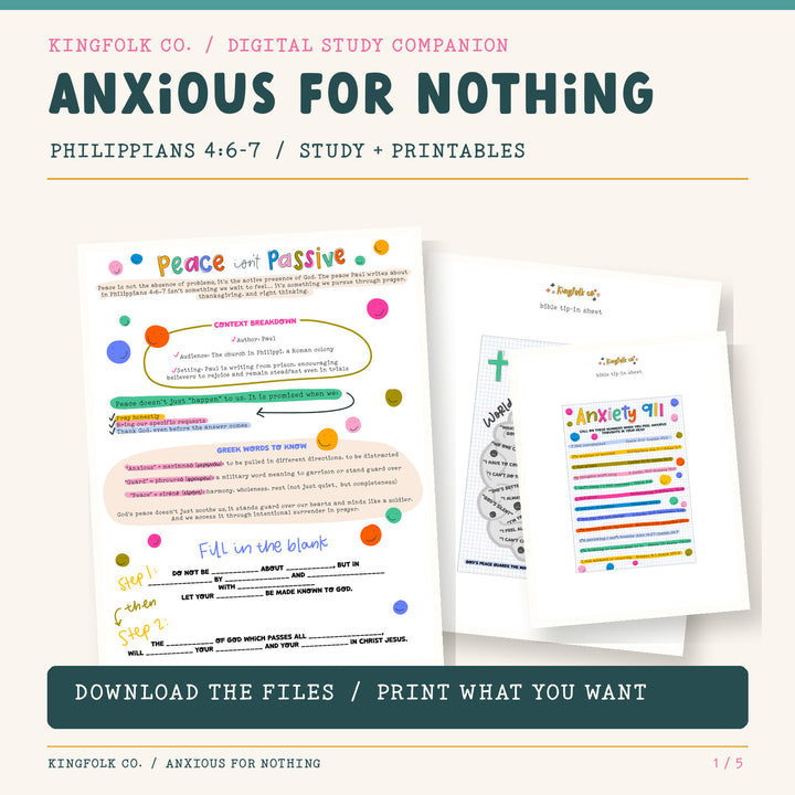 Anxious for Nothing | Digital Bible Study Bundle - Kingfolk Co