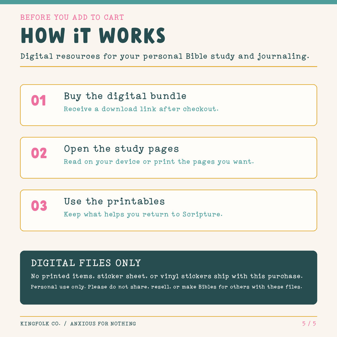 Anxious for Nothing | Digital Bible Study Bundle - Kingfolk Co