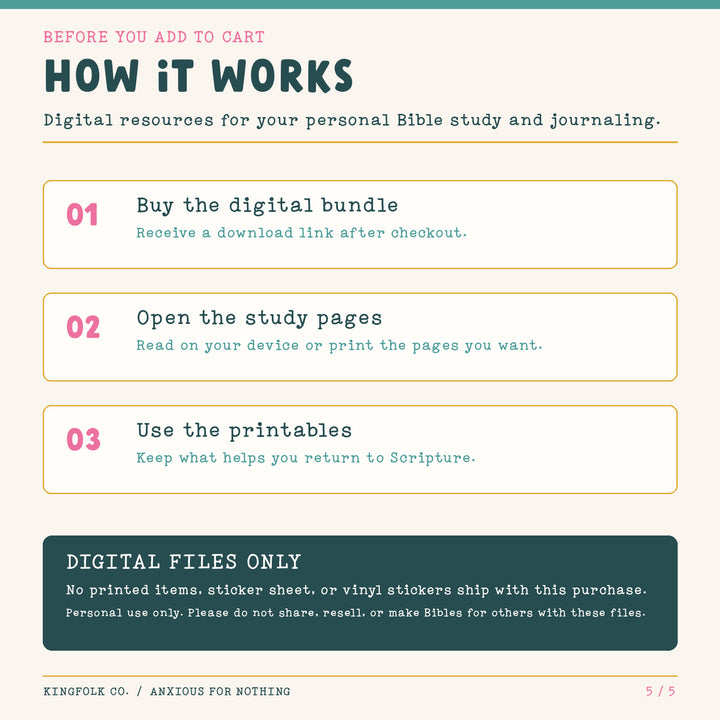 Anxious for Nothing | Digital Bible Study Bundle - Kingfolk Co
