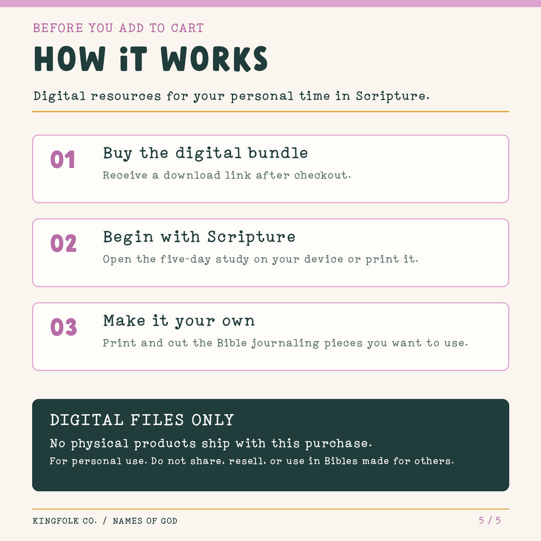 Names of God | Digital Bible Study Bundle - Kingfolk Co
