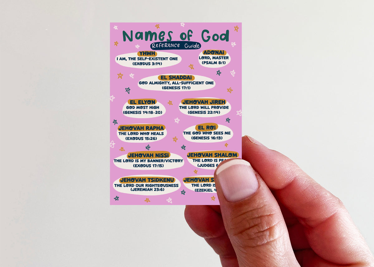 Names of God REFERENCE GUIDE Purple Vinyl Sticker – Kingfolk Co