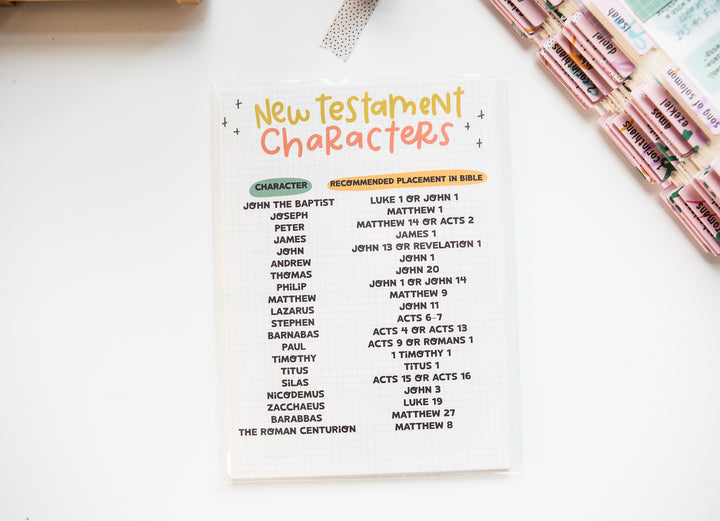 New Testament Characters | 20 PRINTED Bible Journaling Tip-Ins for Scripture Study and Discipleship