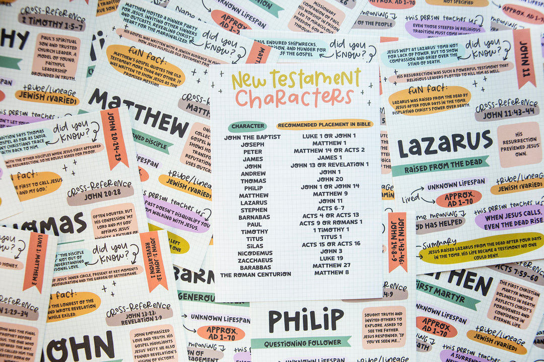 New Testament Characters | 20 PRINTED Bible Journaling Tip-Ins for Scripture Study and Discipleship
