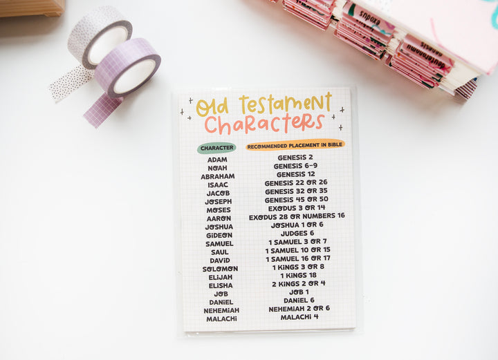 Old Testament Characters | 20 PRINTED Bible Journaling Tip-Ins for Scripture Study and Loaded Bibles