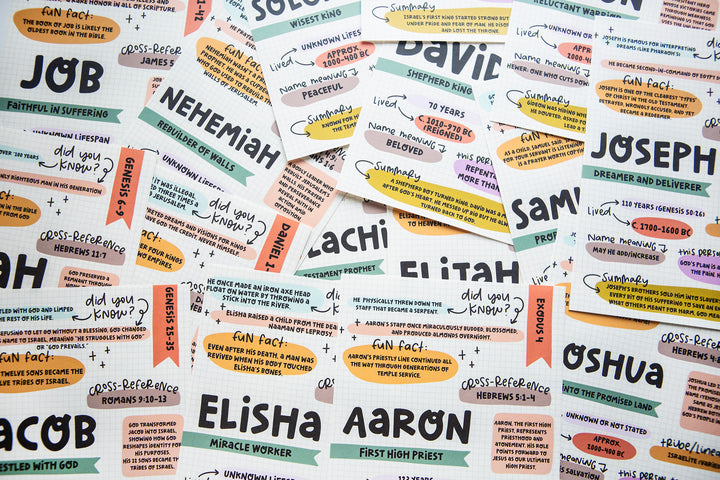 Old Testament Characters | 20 PRINTED Bible Journaling Tip-Ins for Scripture Study and Loaded Bibles