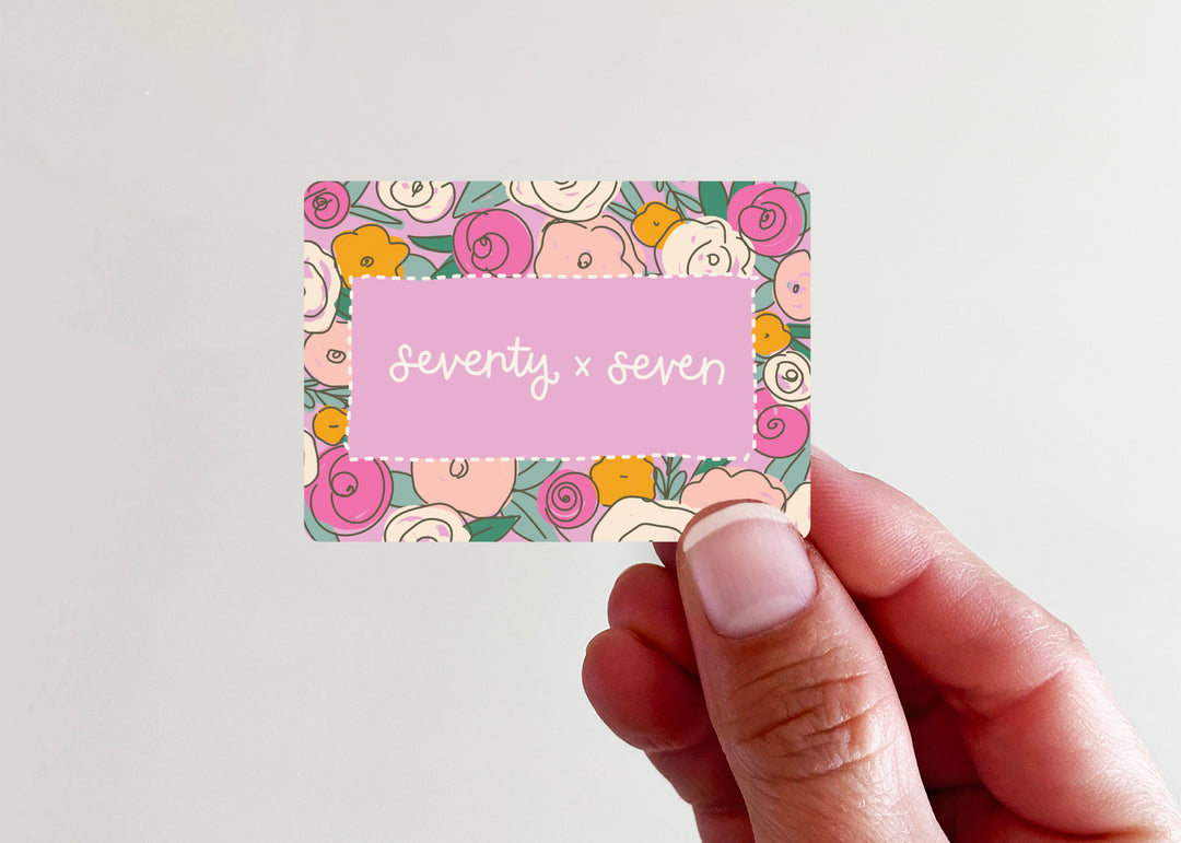 seventy x seven pink floral Vinyl Sticker - Kingfolk Co
