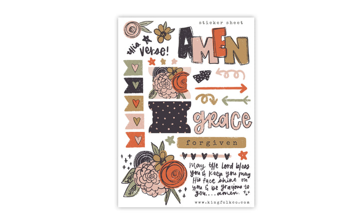 Midnight Mercies Floral Sticker Sheet - Kingfolk Co