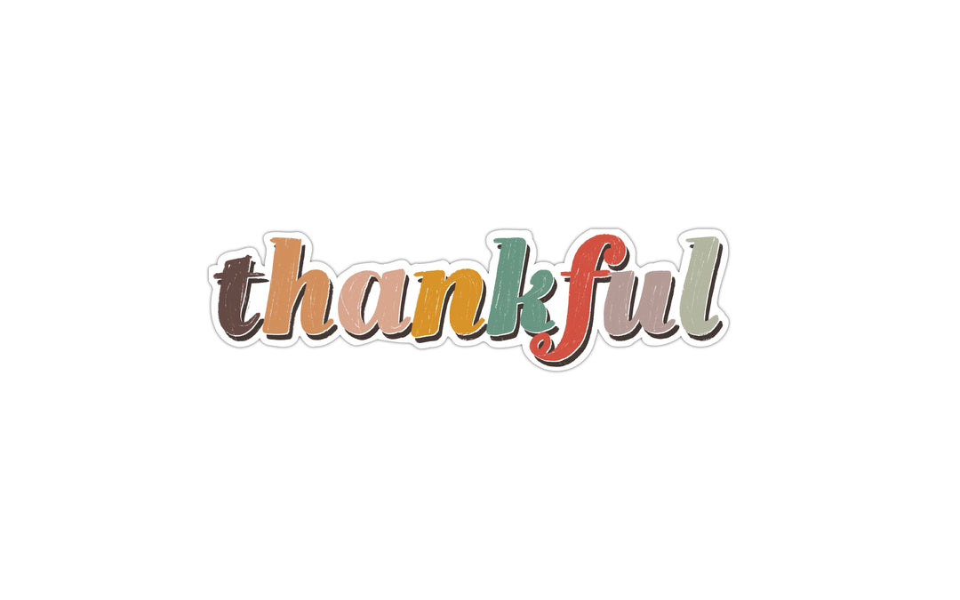 thankful -multicolor Vinyl Sticker