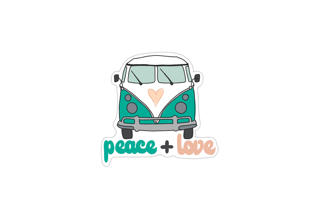Peace + Love Van Vinyl Sticker