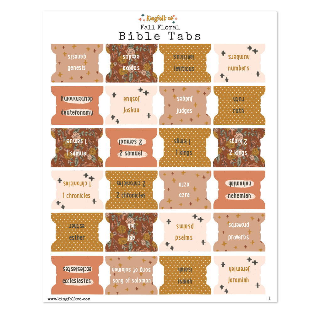 Fall Floral Bible Tabs - Kingfolk Co