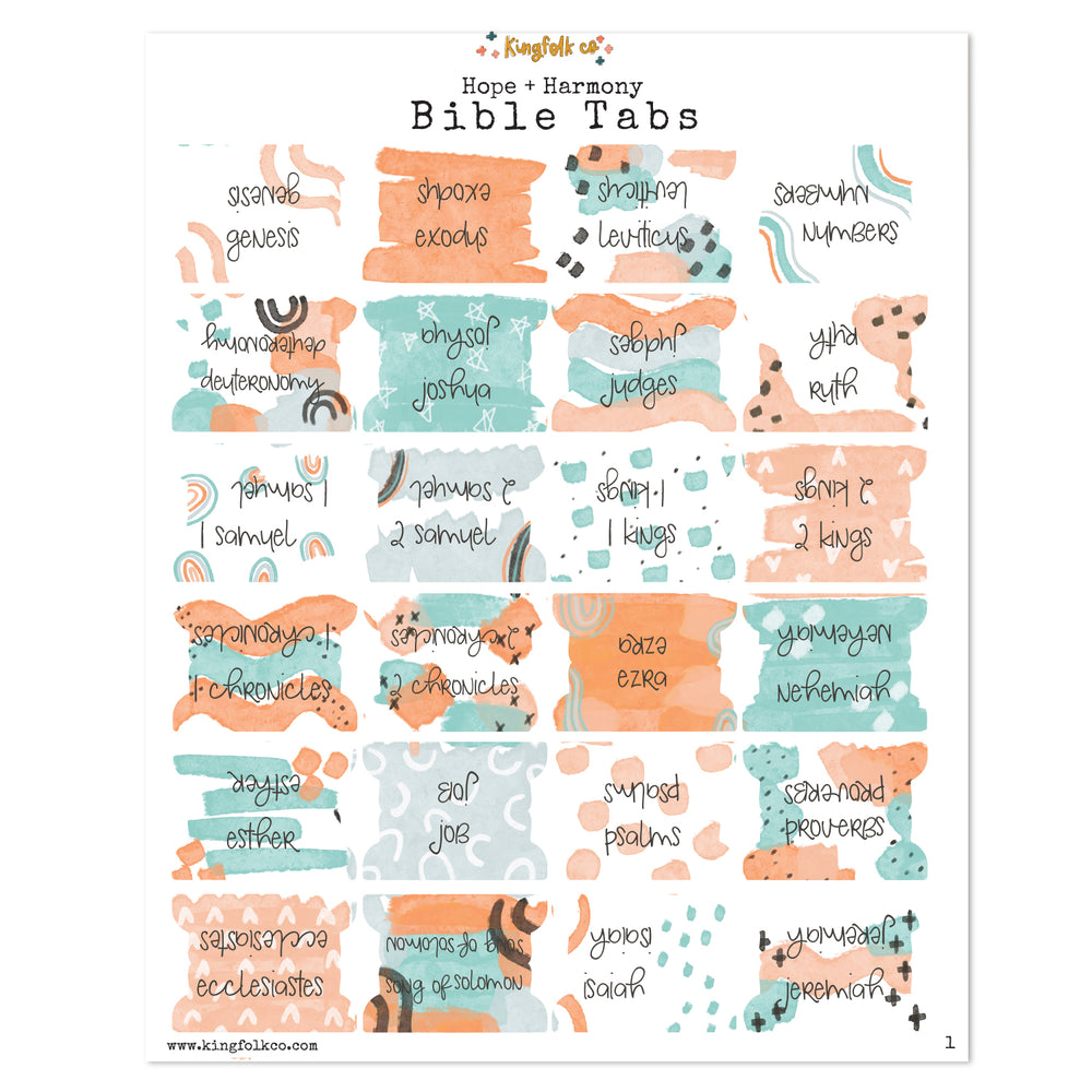 Hope + Harmony Bible Tabs - Kingfolk Co