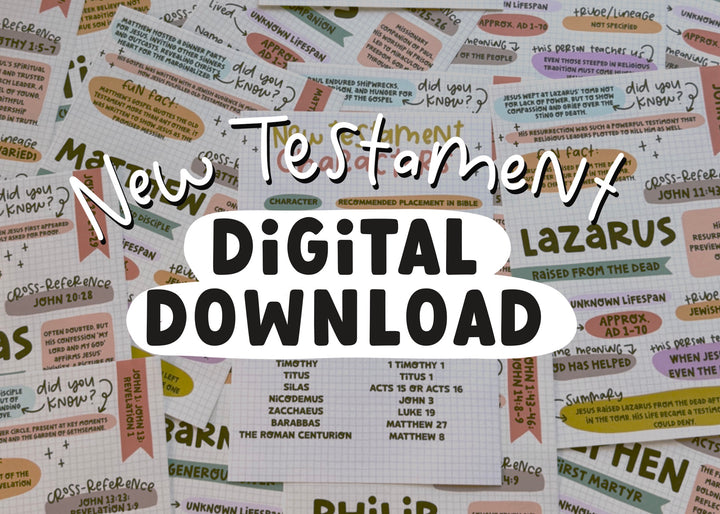 New Testament Characters DIGITAL DOWNLOAD Tip-In Set | 20  Bible Journaling Tip-Ins for Scripture Study and Loaded Bibles