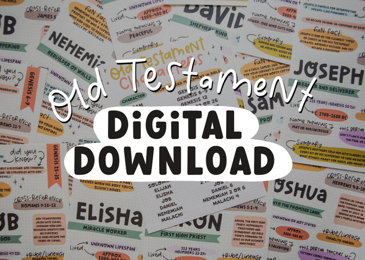 Old Testament Characters Tip-In Set | 20 DIGITAL Bible Journaling Tip-Ins for Bible Study and Loaded Bibles
