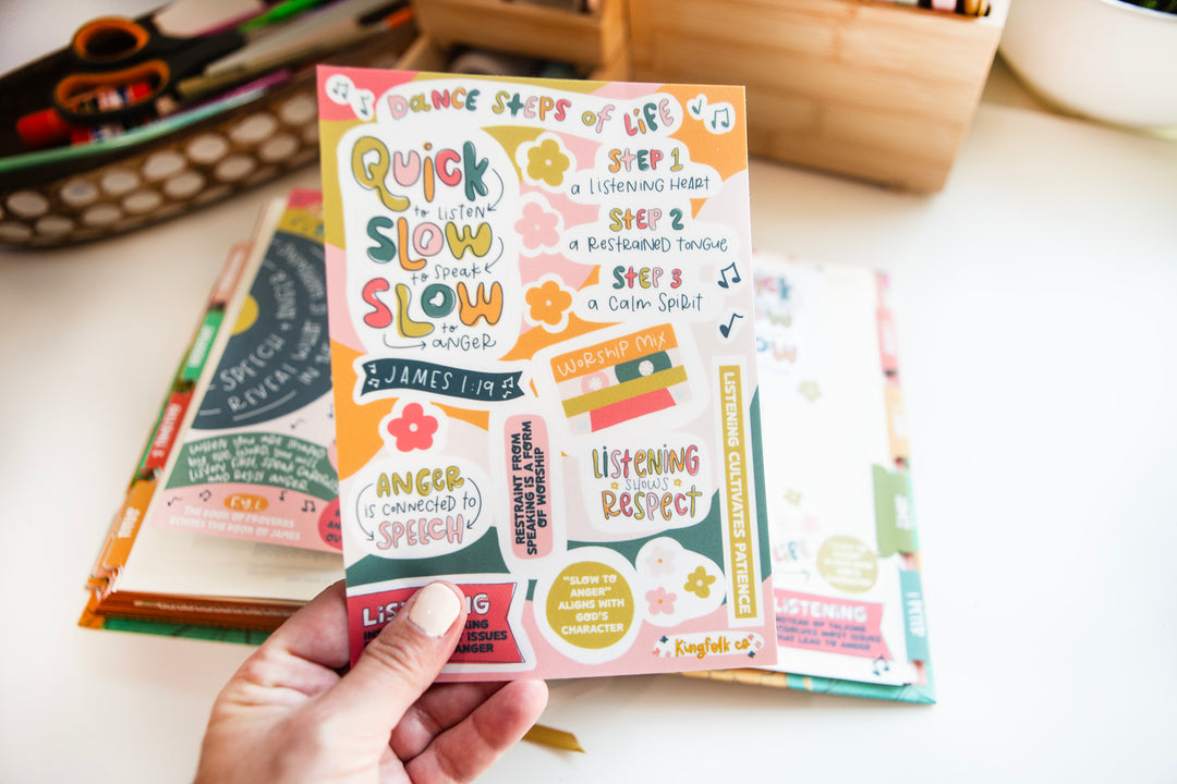 Dance Steps James 1:19 Sticker Sheet - Kingfolk Co