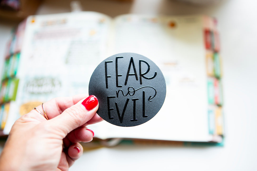 Fear No Evil Black Circle Vinyl Sticker - Kingfolk Co
