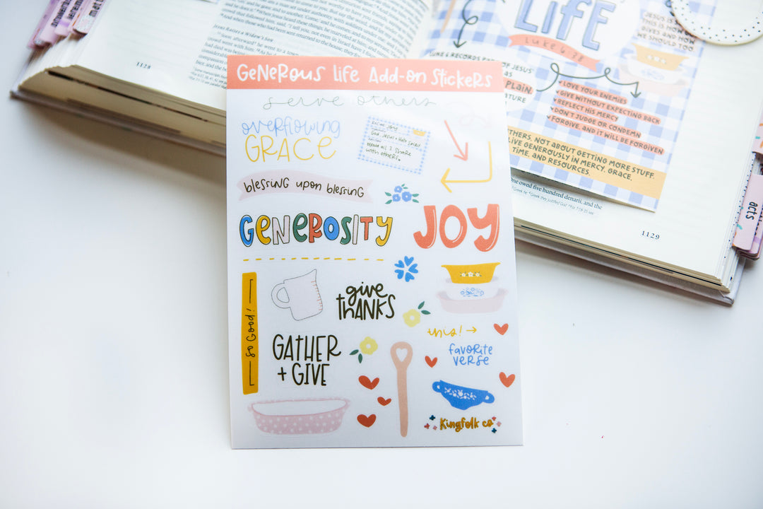 The Generous Life ADD-ON Sticker Sheet - Kingfolk Co