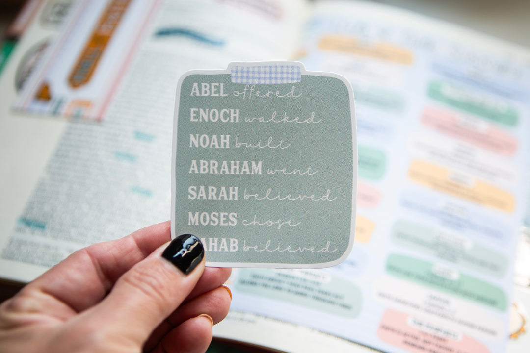 Hall of Faith List: Abel, Enoch, Noah... Vinyl Sticker - Kingfolk Co
