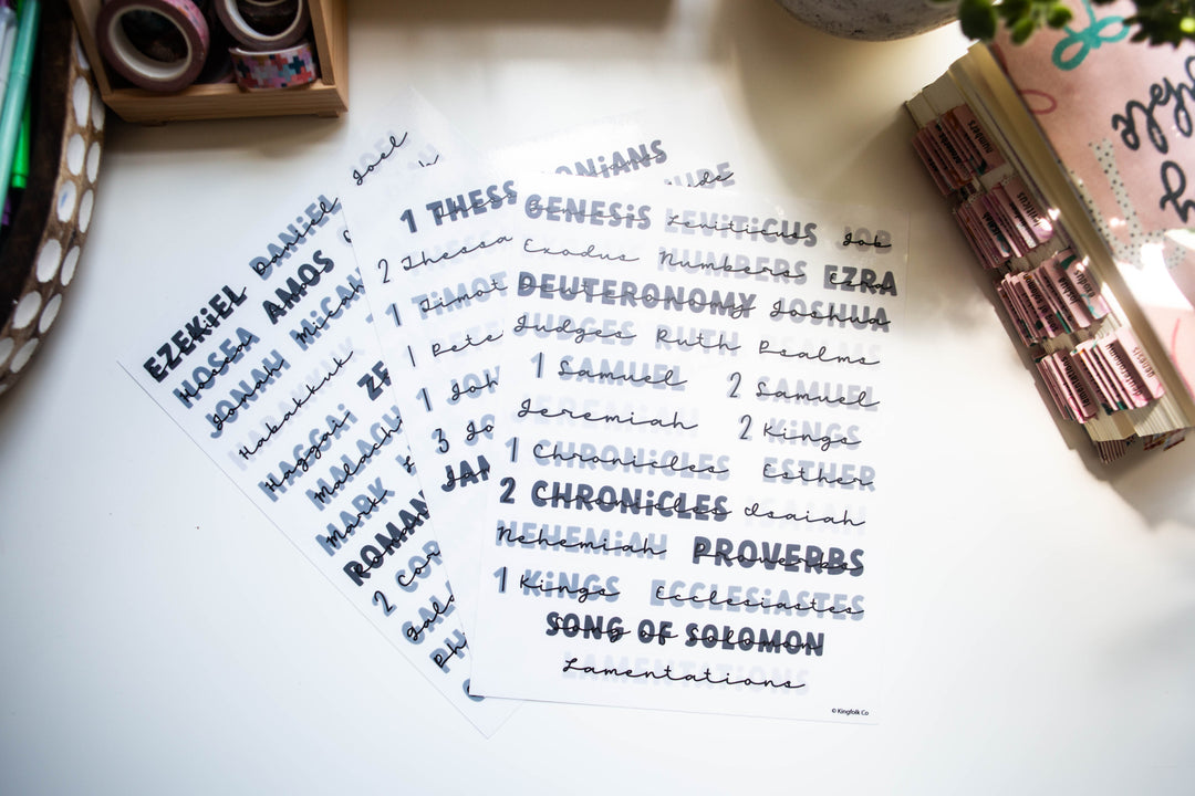 Books of the Bible Header Stickers - All the Greys Edition - Kingfolk Co