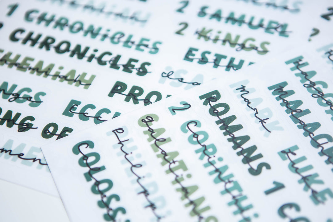 Books of the Bible Header Stickers - All the Greens Edition - Kingfolk Co