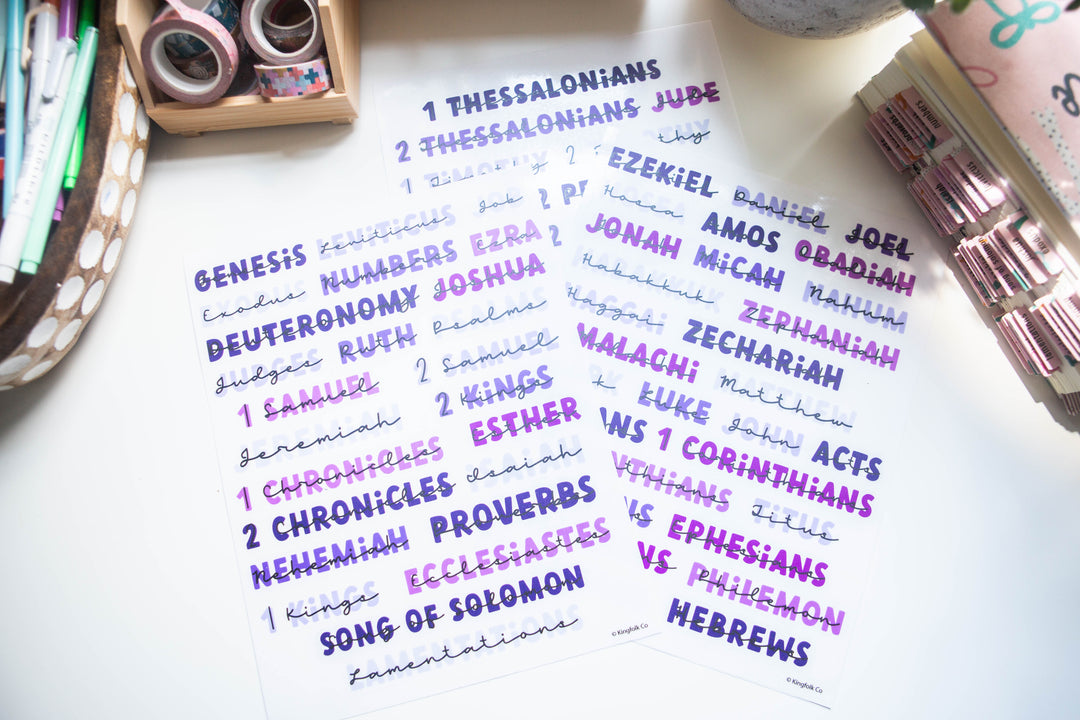 Books of the Bible Header Stickers - All the Purples Edition - Kingfolk Co