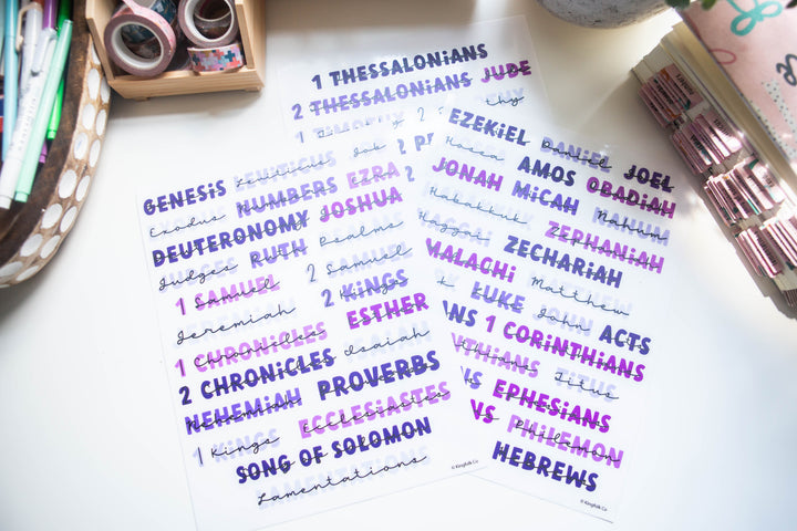 Books of the Bible Header Stickers - All the Purples Edition - Kingfolk Co