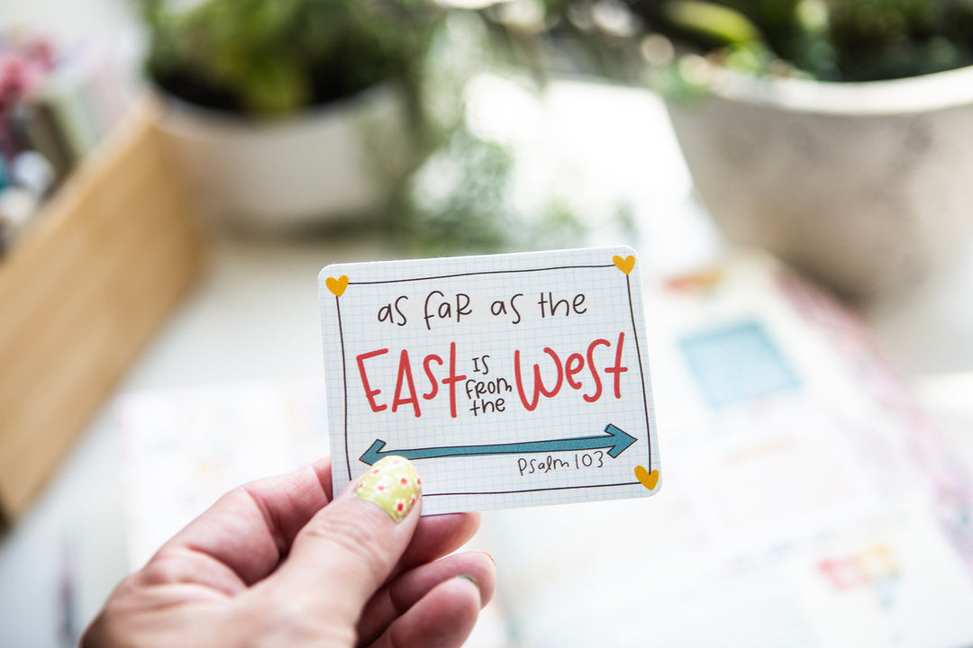 As Far As the East is from the West- Psalm 103 (Heart of God theme) rectangle Vinyl Sticker - Kingfolk Co