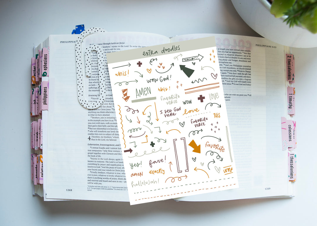 Extra Doodles ADD-ON Sticker Sheet (coordinates with "I am" Statements) - Kingfolk Co