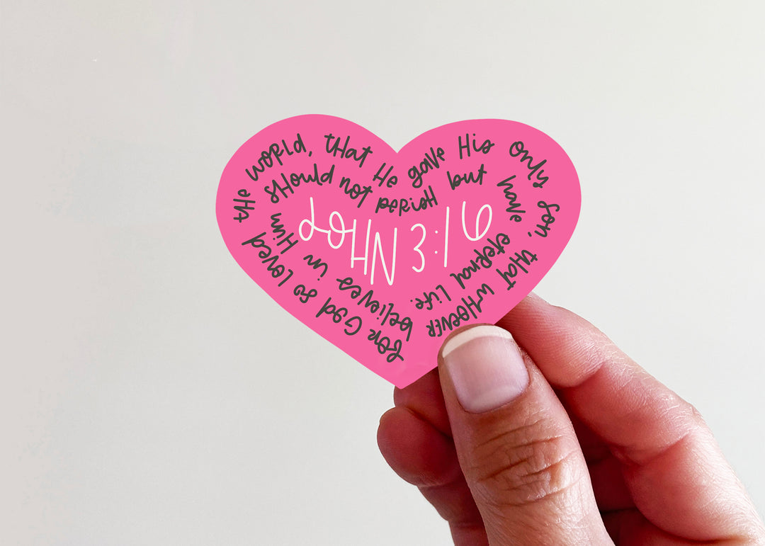 For God so loved the world... John 3:16 Heart Vinyl Sticker - Kingfolk Co