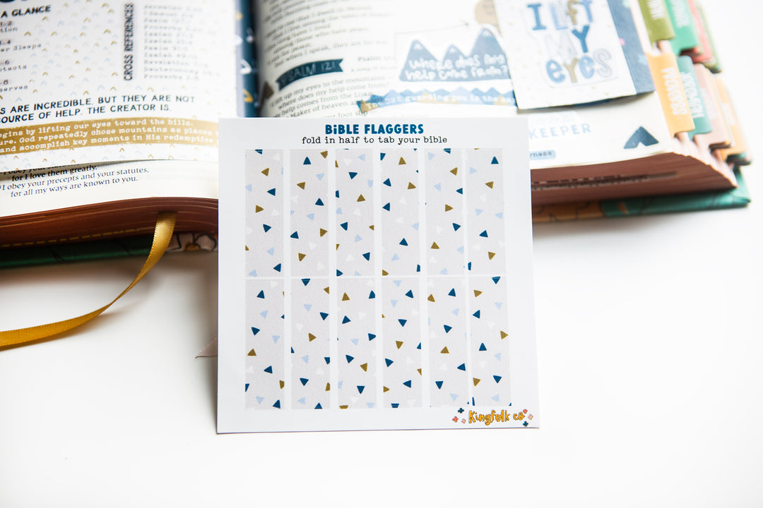 Mountains Bible Flaggers (Cream with Blue & Brown Mtn peaks) - Kingfolk Co