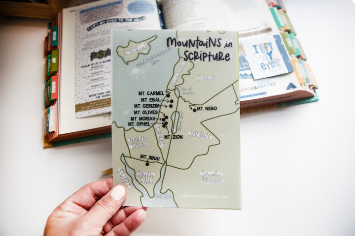Map of the Mountains in Scripture (I Lift My Eyes Study) with VELUM Overlay TIP-IN Sheet Set - Kingfolk Co
