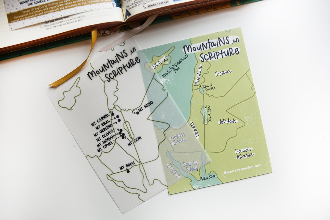 Map of the Mountains in Scripture (I Lift My Eyes Study) with VELUM Overlay TIP-IN Sheet Set - Kingfolk Co