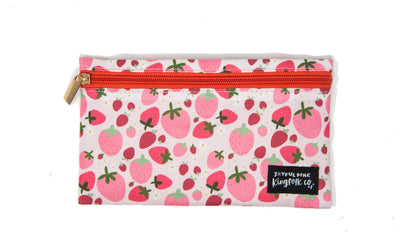 Sweet Strawberries Pencil + Pen + Highlighter Pouch - Kingfolk Co