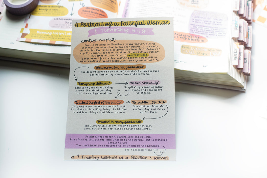 1 Timothy Bible Tip-in Sheet (pairs well with Proverbs 31) - Kingfolk Co
