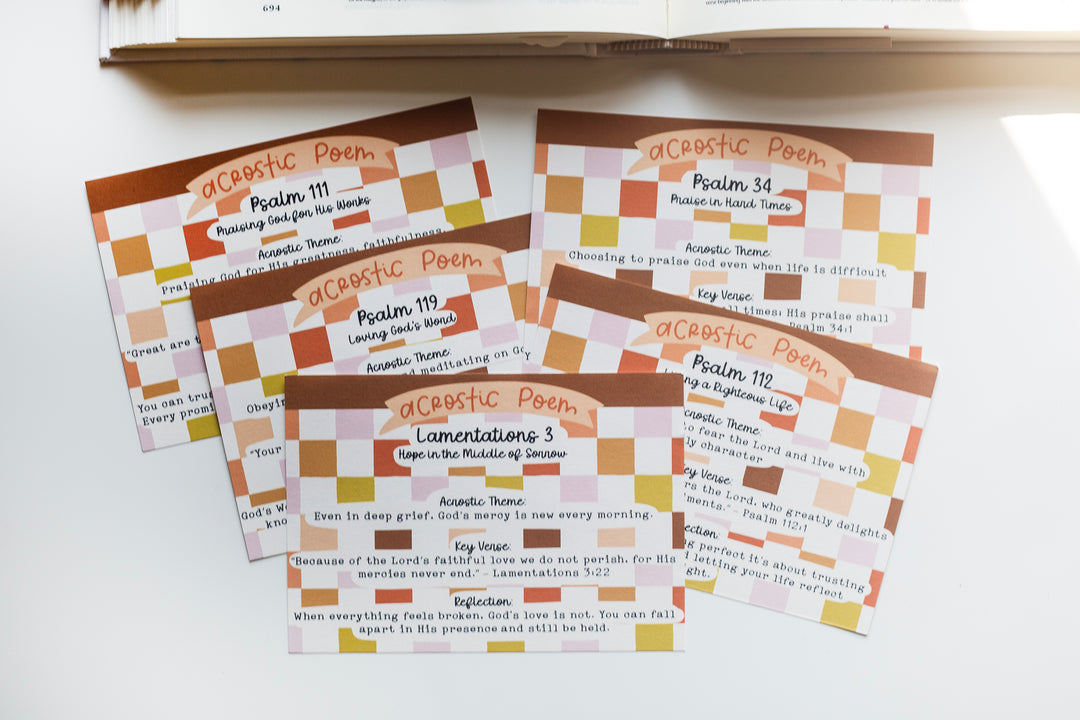 Acrostic Poems Mini Tip-in Sheet Bundle (Set of 5) - Kingfolk Co