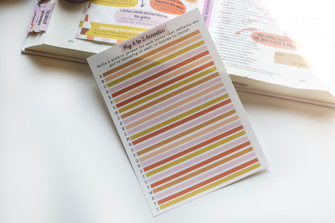 Acrostic Poem Fill-in Sheet (pairs well with Proverbs 31) - Kingfolk Co