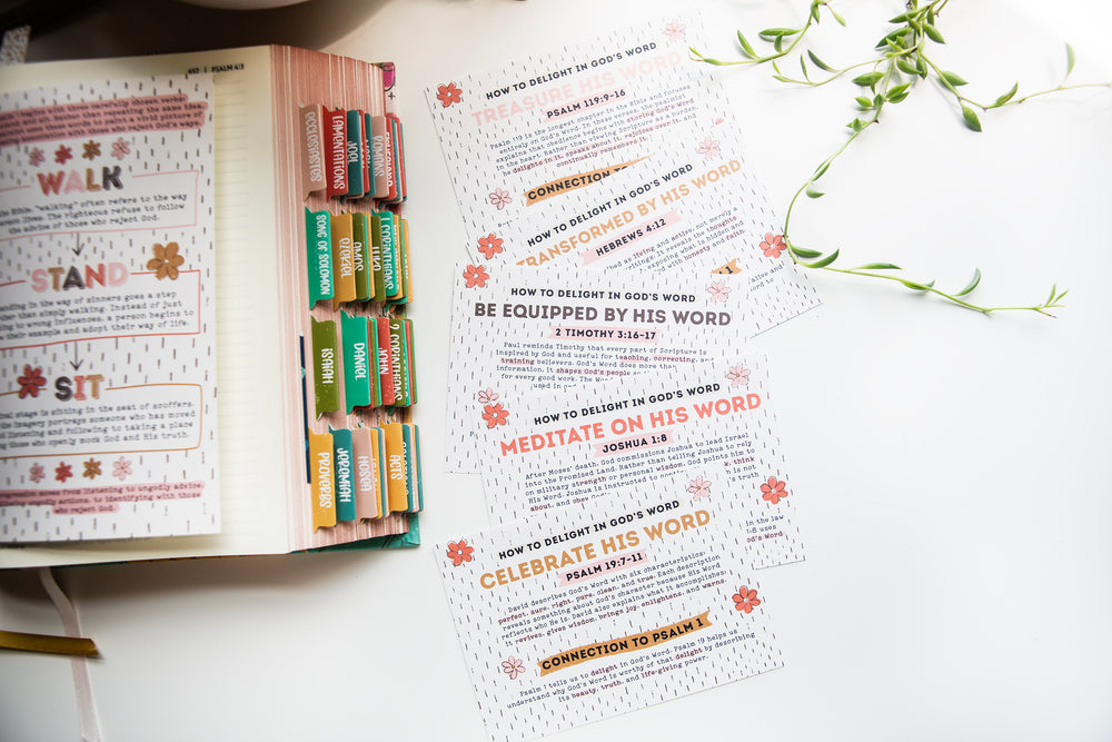 How to Delight in God's Word (Psalm 1) Mini Tip-in Sheet Bundle (Set of 5) - Kingfolk Co