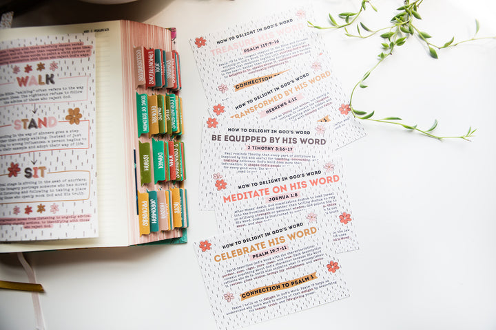 How to Delight in God's Word (Psalm 1) Mini Tip-in Sheet Bundle (Set of 5) - Kingfolk Co