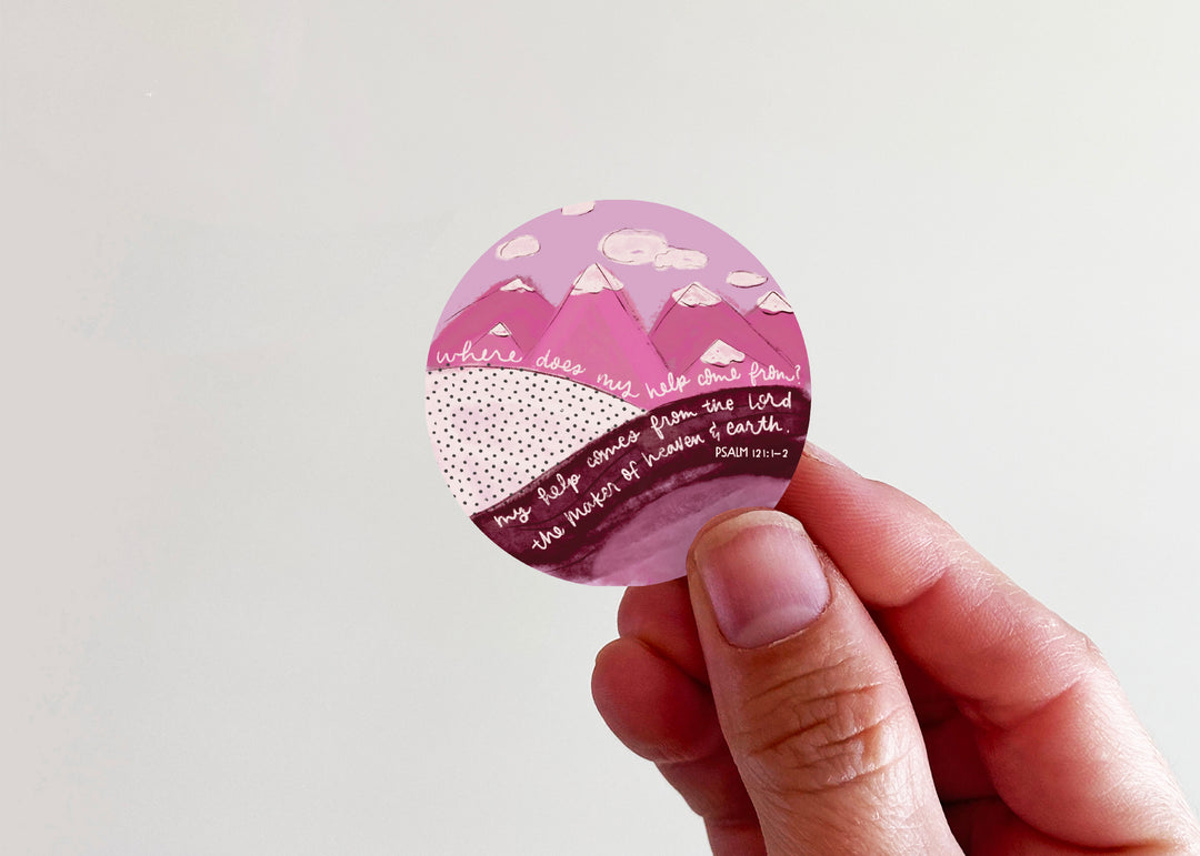 My Help Comes From the Lord Purple Mountains Psalm 121:1-2 Vinyl Sticker - Kingfolk Co