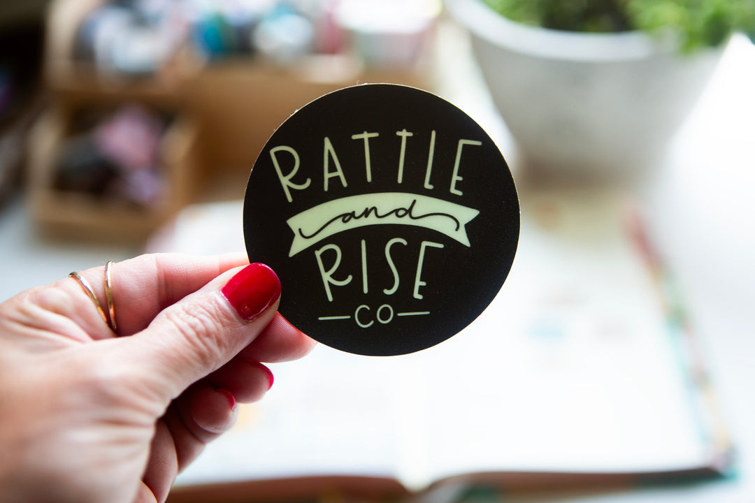 Rattle and Rise Co Glow in the Dark Black Circle Vinyl Sticker - Kingfolk Co