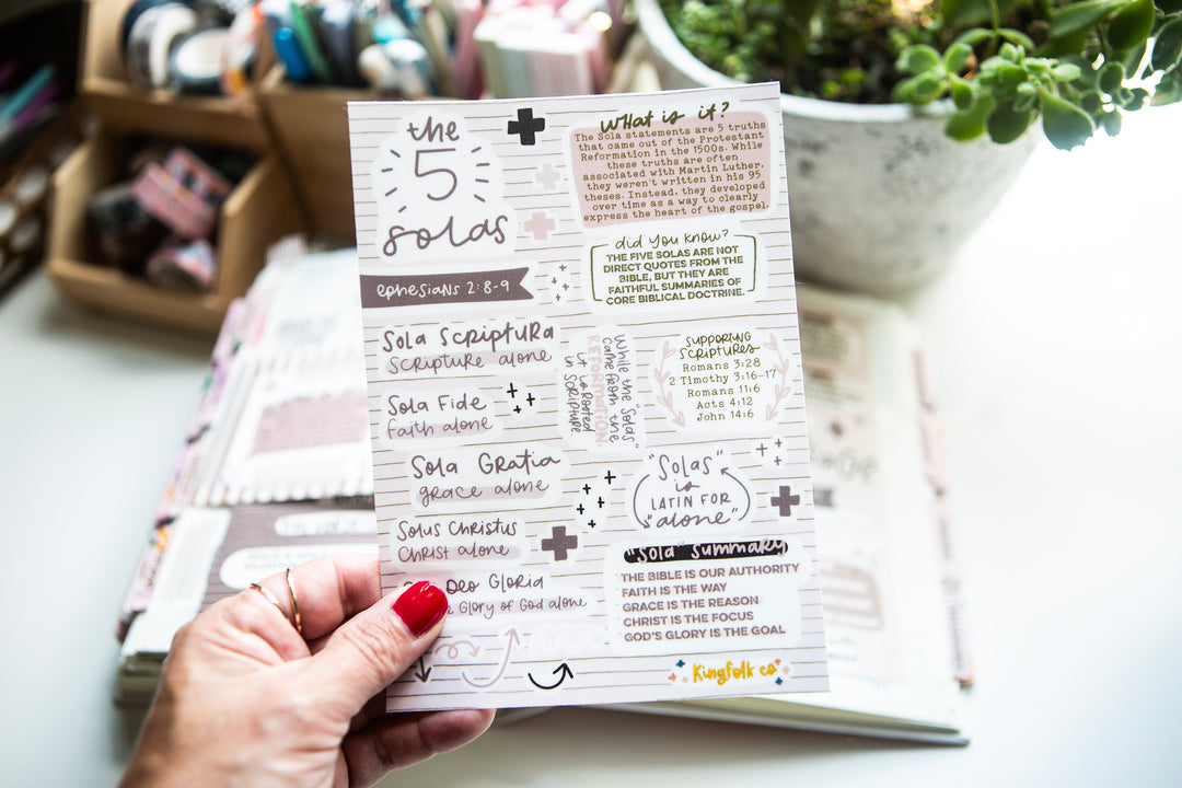 The 5 Solas Sticker Sheet - Kingfolk Co