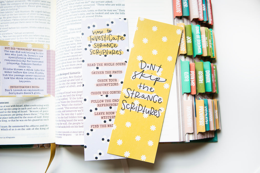 Don't Skip the Strange Scriptures Card Stock Bookmark - Kingfolk Co