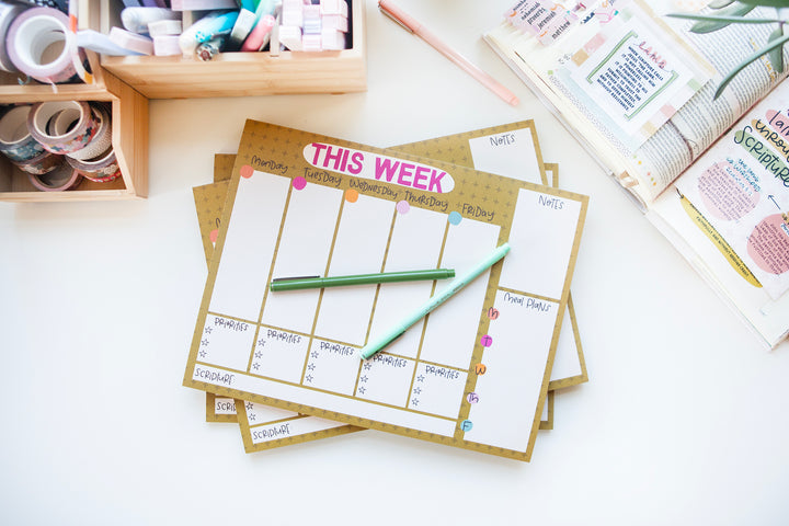 This Week Calendar Planner Large Desktop Notepad - Kingfolk Co