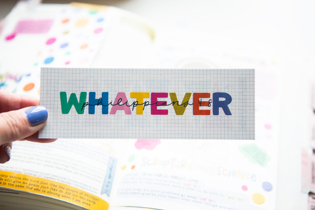 Whatever Is Phil 4:8 cardstock bookmark - Kingfolk Co